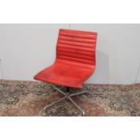 1960's chome and leather swivel office chair