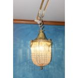 Brass and cut glass hanging ceiling light