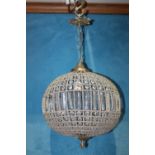 Metal and cut glass hanging ceiling light