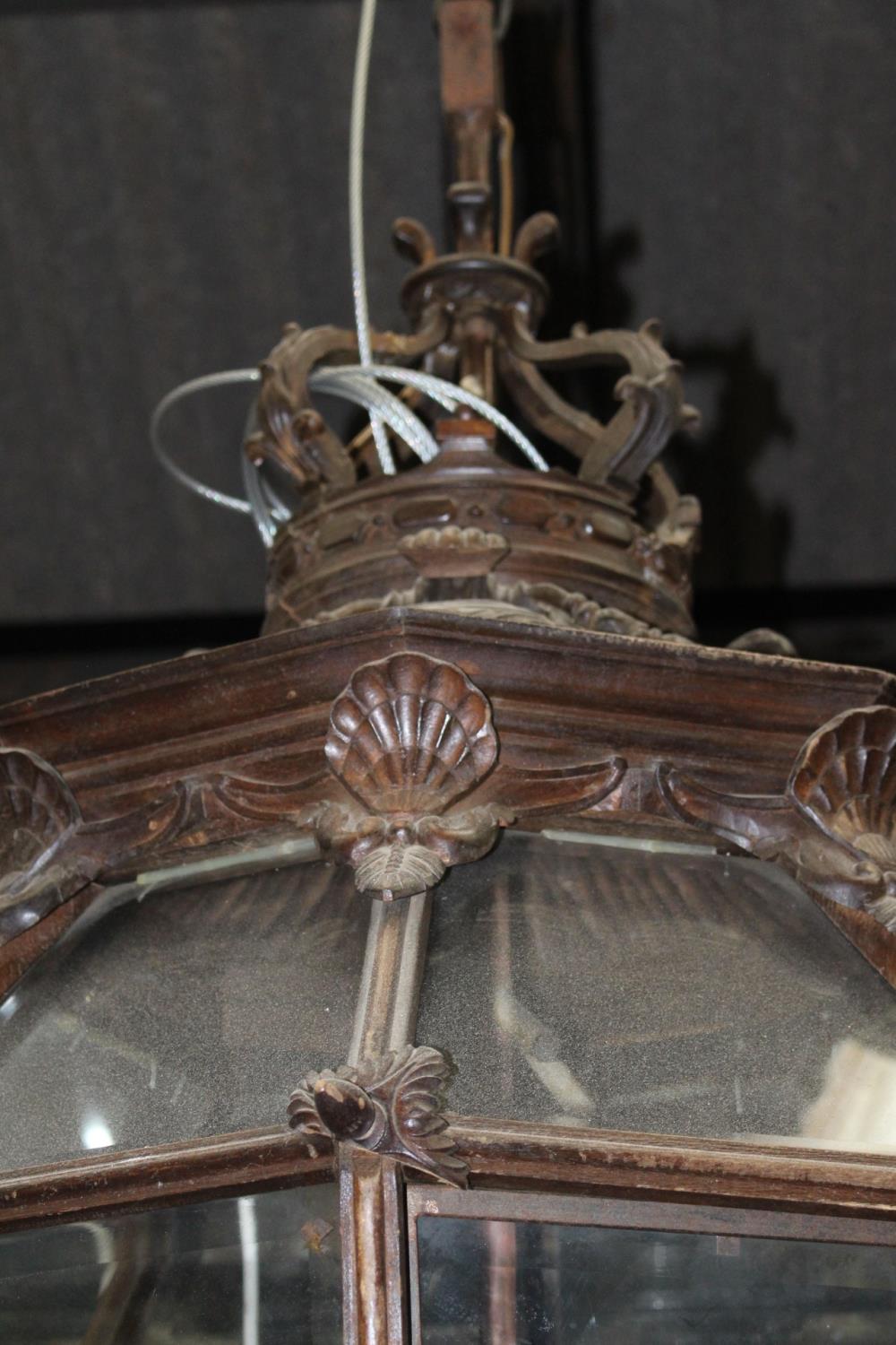 Walnut glazed hanging lantern - Image 2 of 2