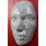 Silvered glass mosaic hanging face mask