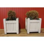 Pair of white wooden planters