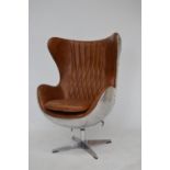 Chrome and leather swivel office chair.