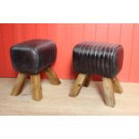 Pair of leather upholstered stools