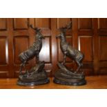 Pair of bronze stags