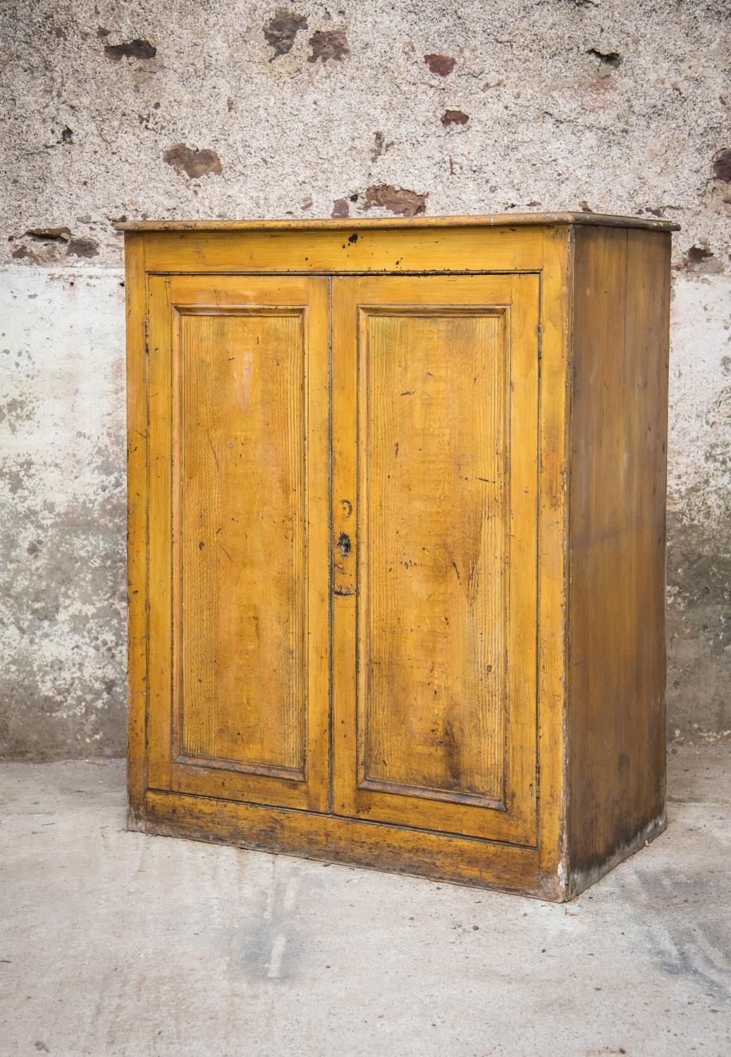 19th C. pine two door side cabinet.