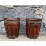 Pair of mahogany peat buckets.