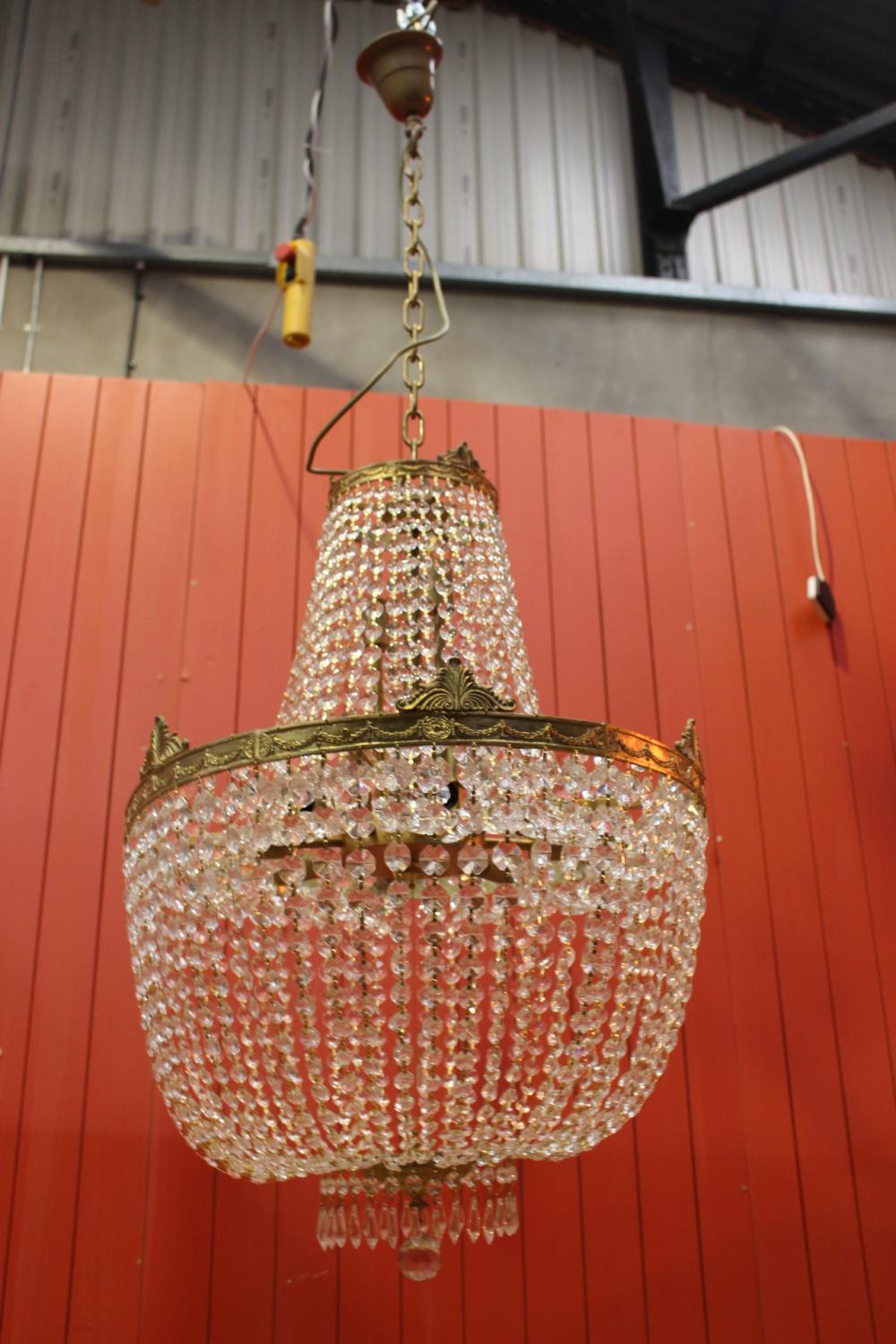 Brass and cut glass hanging ceiling light - Image 2 of 2