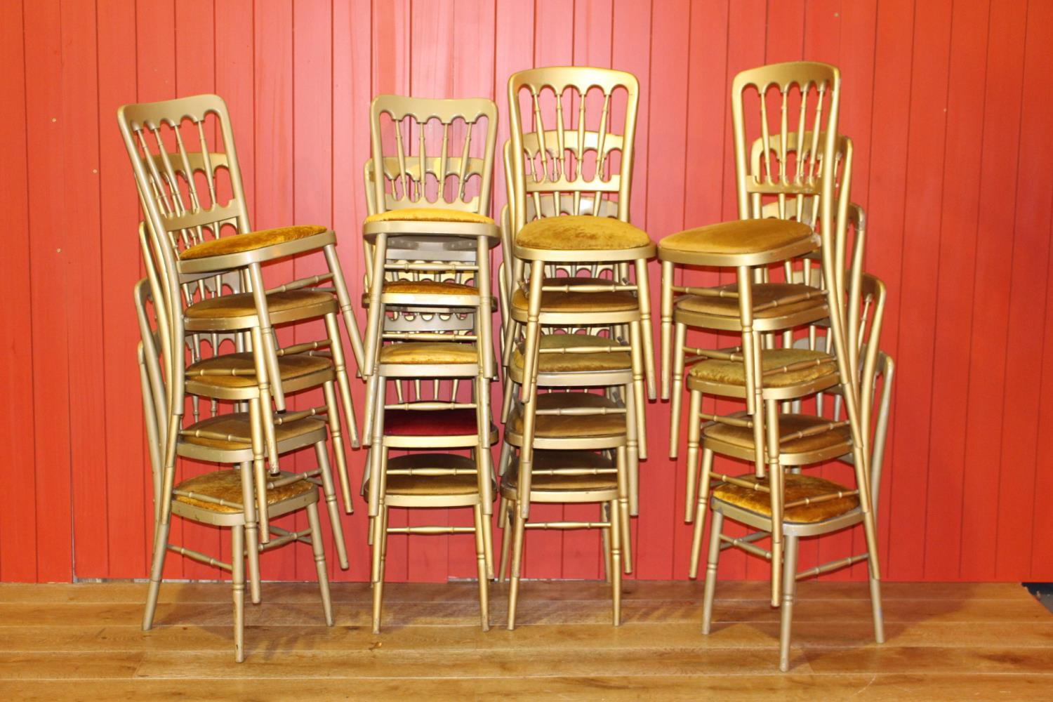 Set of twenty banqueting stacking chairs.