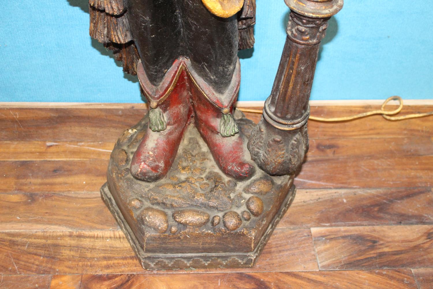 Carved wooden standard lamp - Image 2 of 2