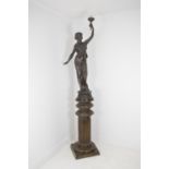 Bronze figure of a Lady torchiere.