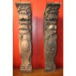 Pair of hollowed wood corbels