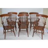 Set of six good quality ash and elm arm chairs.