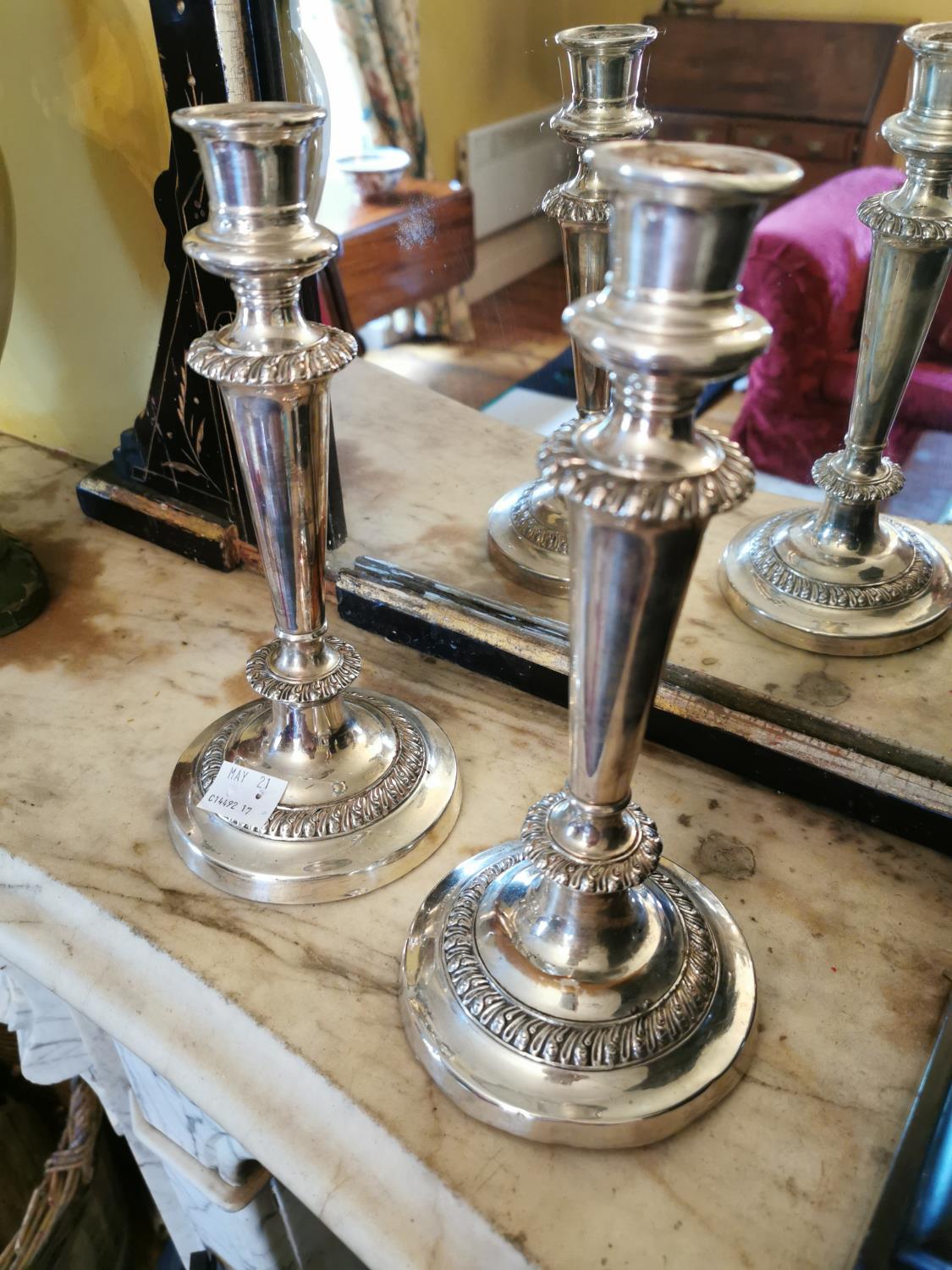 Pair of 19th. C. silverplated candlesticks. - Image 2 of 2