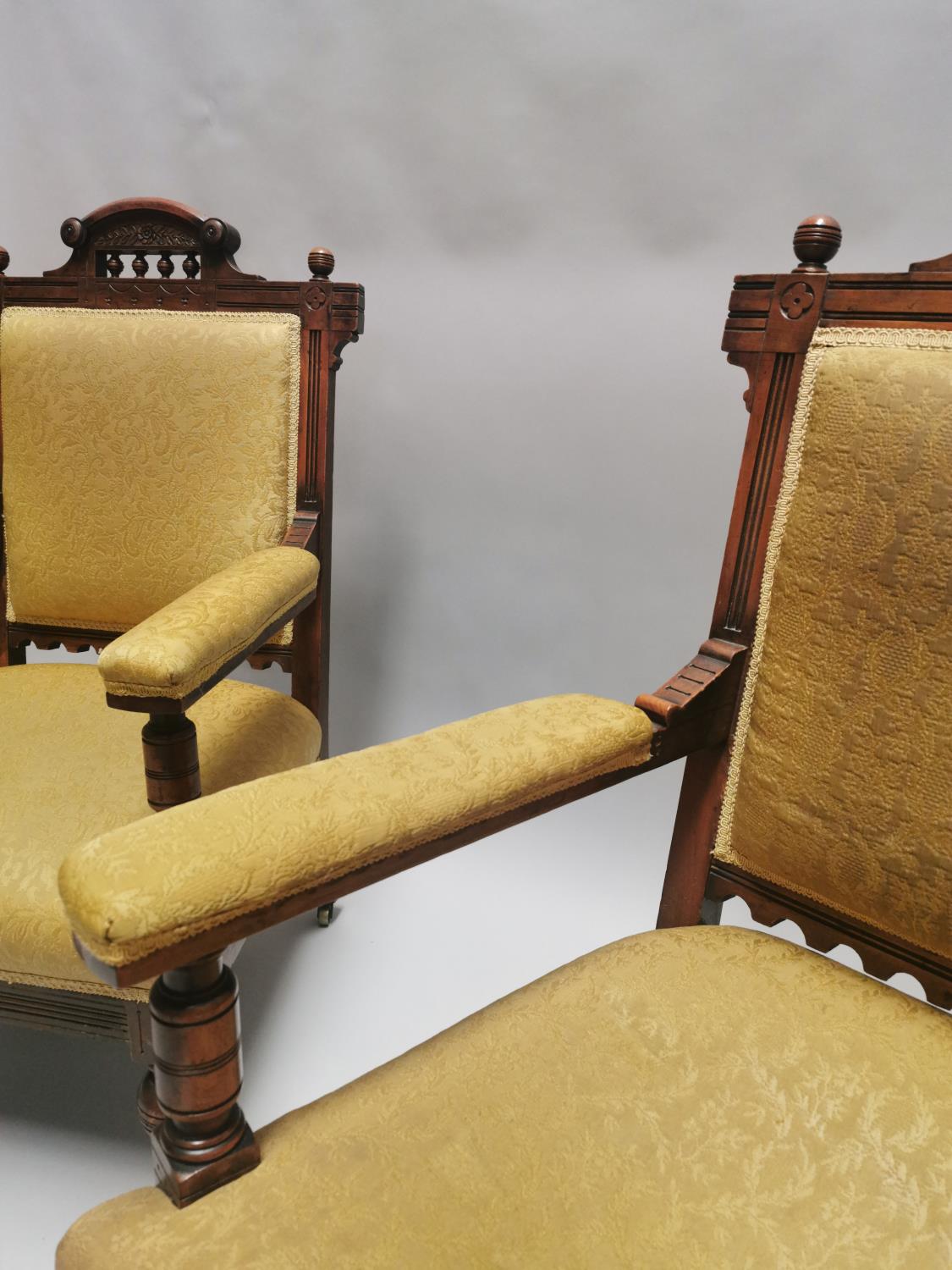 Pair of Edwardian mahogany open armchairs - Image 7 of 8