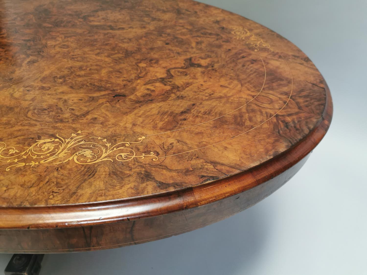 19th. C. inlaid burr walnut coffee table - Image 3 of 8