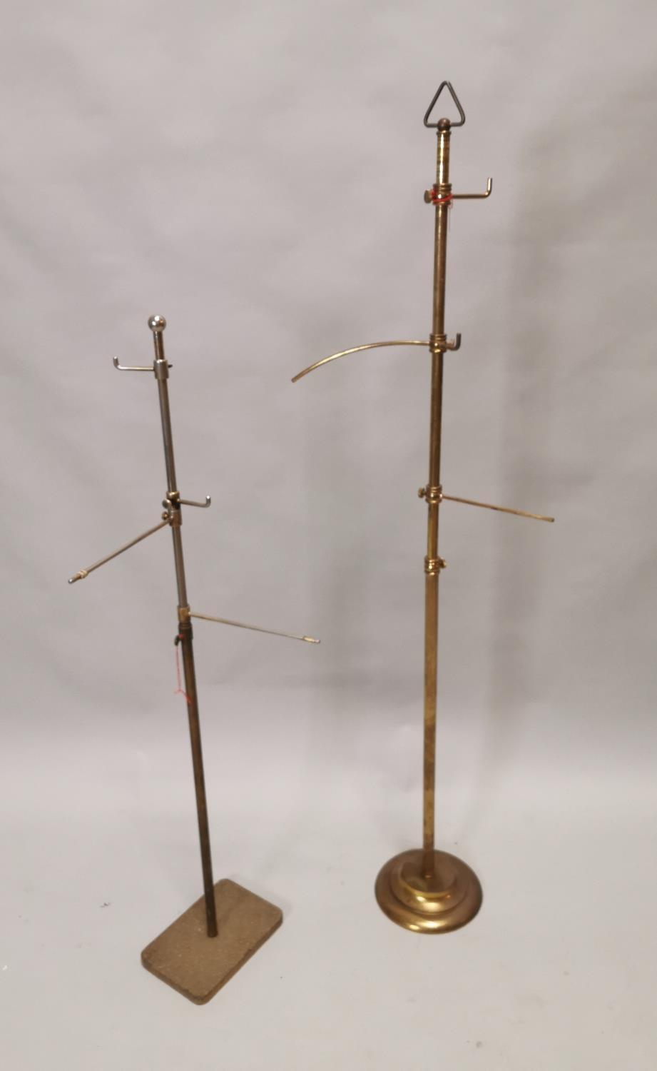 Two early 20th C. brass haberdashery shop hat stands