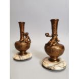 Pair of spelter and marble vases