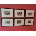 Set of six black and white historical prints