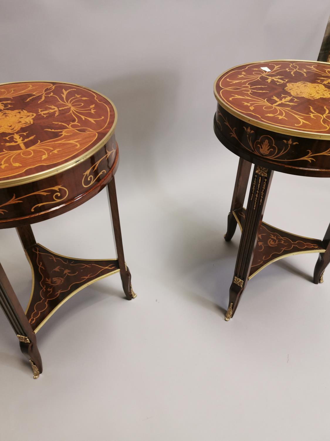 Pair of brass bound kingwood lamp tables - Image 8 of 8