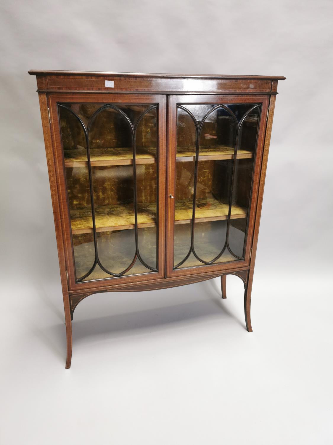 Edwardian inlaid mahogany display cabinet