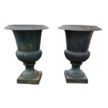 Pair of cast iron garden urns