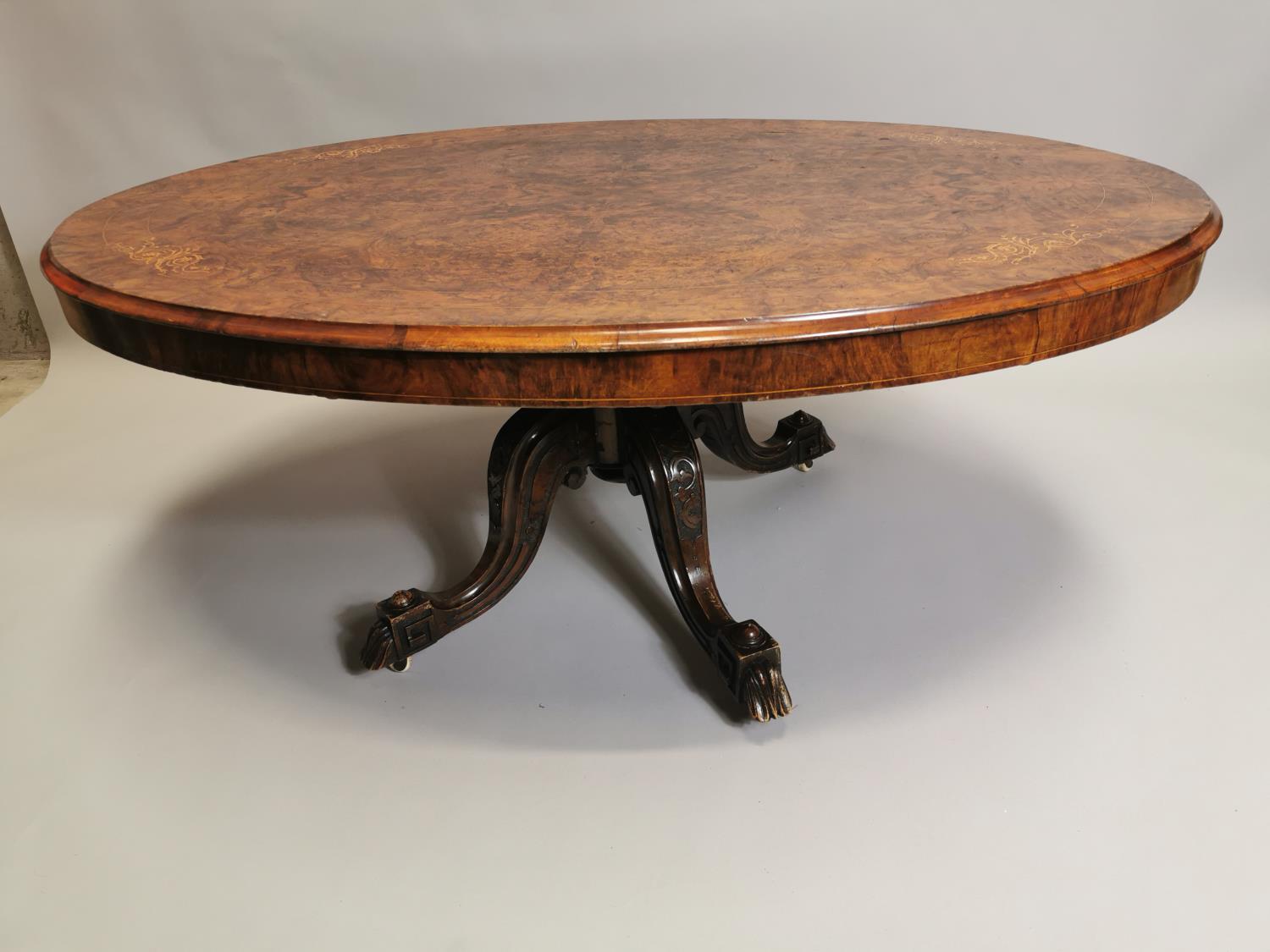 19th. C. inlaid burr walnut coffee table