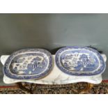 Two 19th. C. Willow patterned side dishes