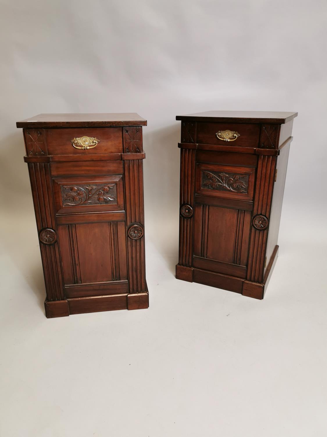 Pair of Edwardian mahogany bedside lockers