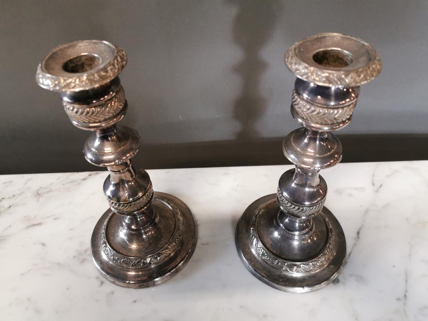 Pair of silver plated candle sticks - Image 2 of 2