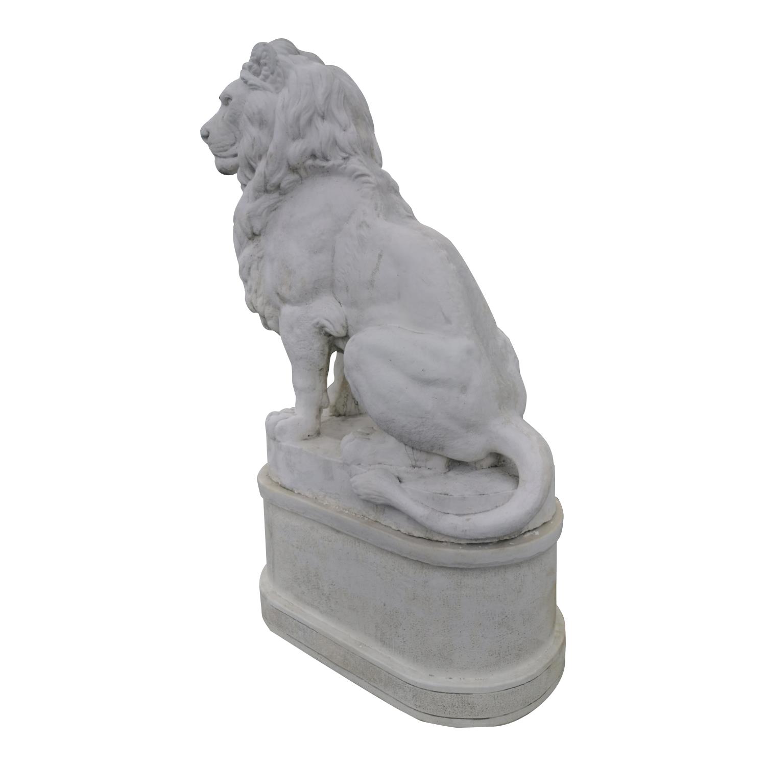 Pair of moulded stone seated Lions - Image 6 of 7