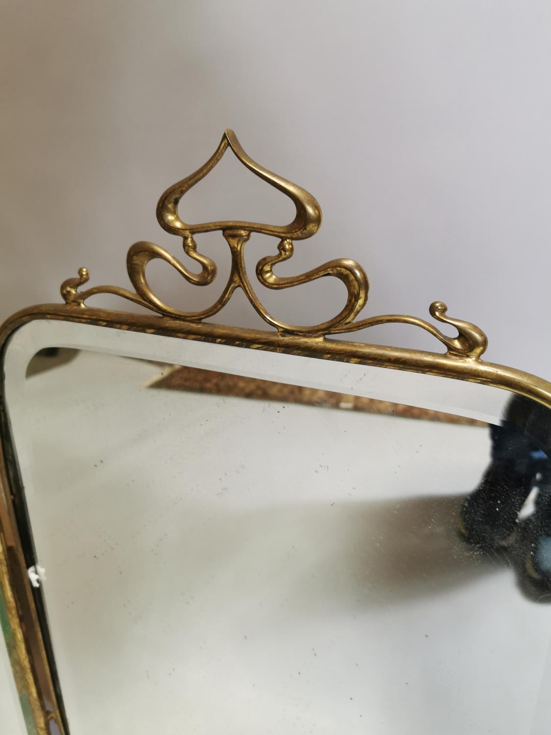 Edwardian mirrored brass fire screen - Image 3 of 5