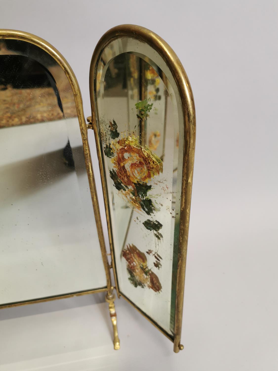 Edwardian mirrored brass fire screen - Image 5 of 5