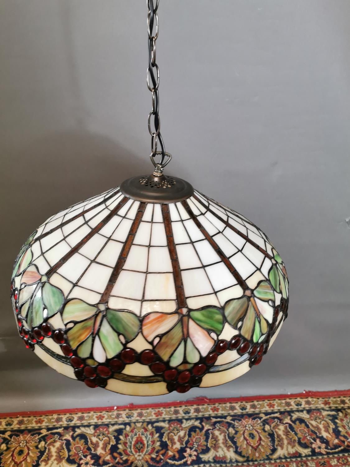 Leaded and stained glass hanging light shade