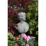 Stone bust of Grecian lady