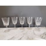 Five Waterford crystal wine glasses
