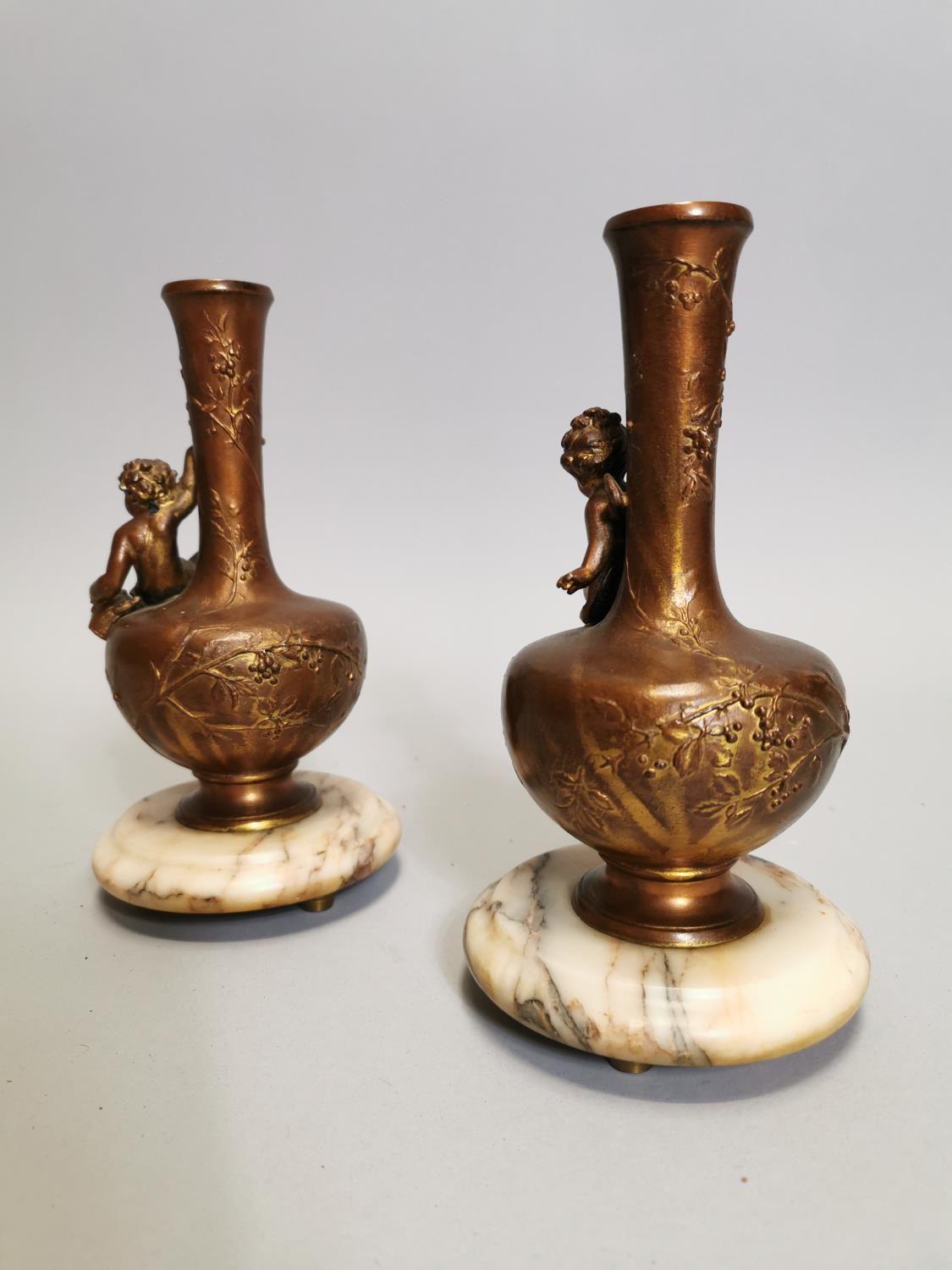 Pair of spelter and marble vases - Image 6 of 6