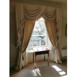 Two pairs of excellent quality curtains, ties and pelmets