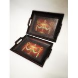 Two hand painted wooden serving trays