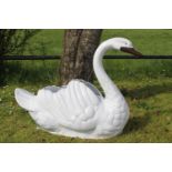 Painted aluminium model of a Seated Swan