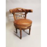 19th. C. leather upholstered mahogany desk chair