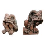 Two terracotta Gargoyles