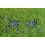 Pair of 19th. C. cast iron seat ends.
