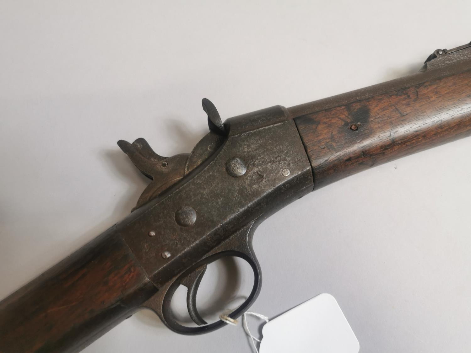 19th. C. rolling block safety hammer rifle. - Image 2 of 2