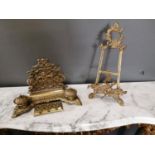 Brass desk set and picture frame and seal