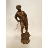 Spelter figure of a fisherman