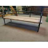Retro industrial metal and wood bench