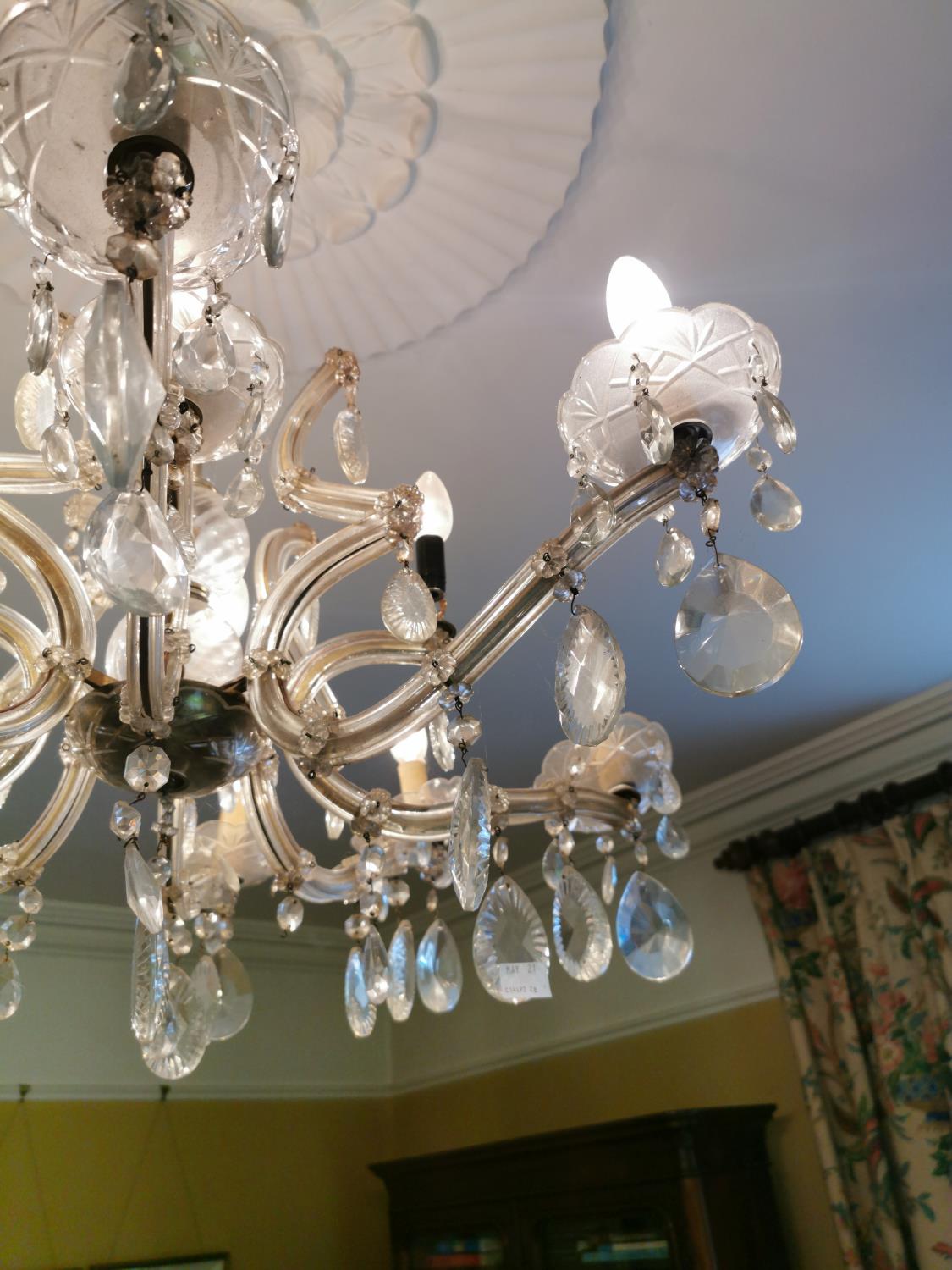 Good quality eight branch cut glass chandelier - Image 2 of 2