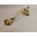 Edwardian brass fire dogs and irons