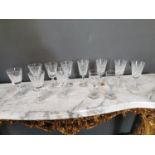 Ten Waterford crystal sherry glasses